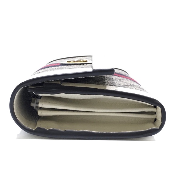 GUCCI GG SUPREME WEB SNAP FLAP OPHIDIA WALET -BEIGE LEATHER / CANVAS -NEW - Picture 5 of 10